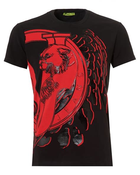 versace red white and black tee shirt|Versace collection men shirt white.